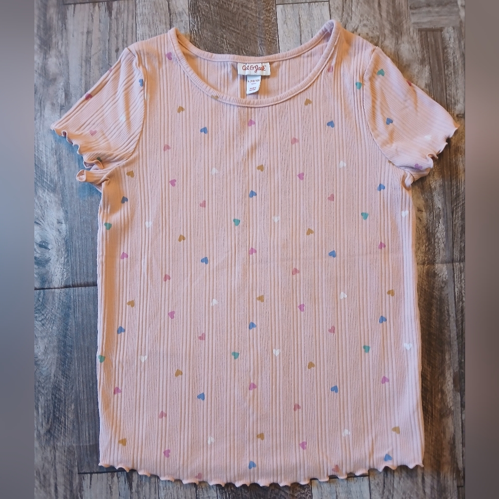 Cat & Jack Short Sleeve Heart Top Size L (10/12)